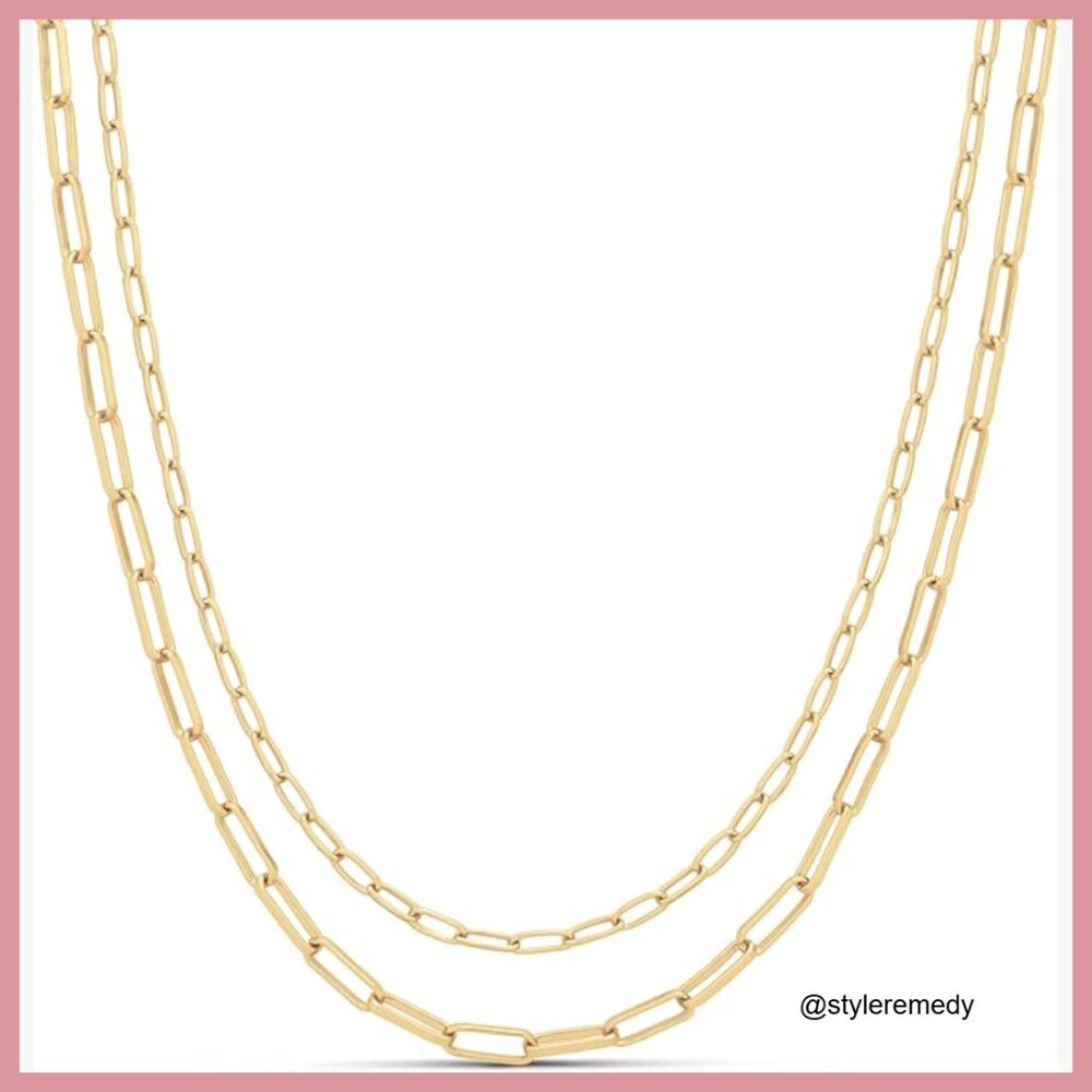 Sterling Silver Layered 2 Row Chain Necklace